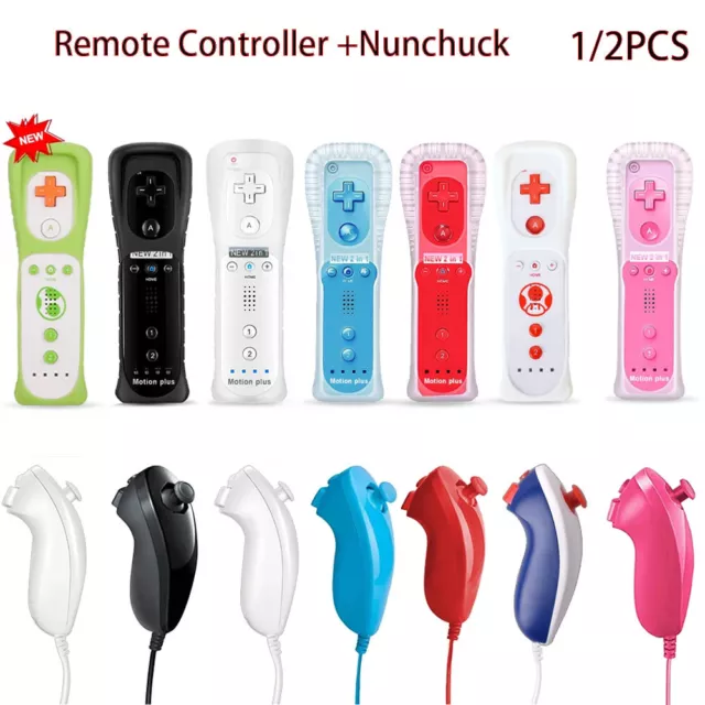 2X Motion Plus Fernbedienung&Nunchuck für Ninetend Wii/Wii U Remote Controller