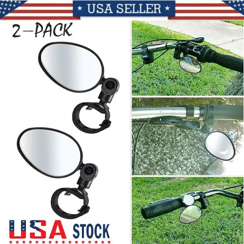 2Pcs Bike Mirror Rotaty Round Road Handlebar Bicycle Rear View Glass Cycling