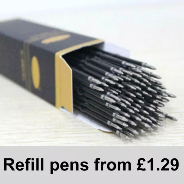 BLACK INK BIRO REFILL 107mm 10.7cm BALLPOINT PEN REPLACEMENT Medium Nib