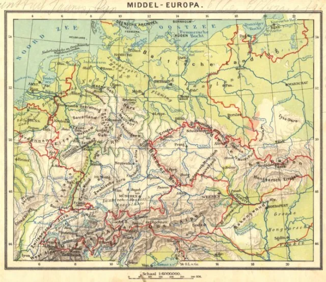 EUROPE. Middel- Europa 1922 old vintage map plan chart