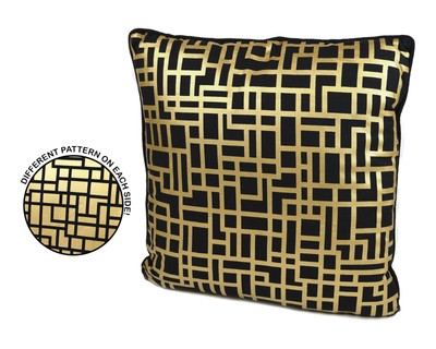 Cuscino Metallico Oro Nero Cover Custodia Morbida Cuscino Geometrico Moderno Quadrato 45cm 