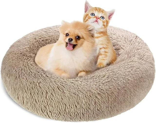Donut Plush Pet Dog Cat Bed Fluffy Soft Warm Calming Bed Sleeping Kennel Nest