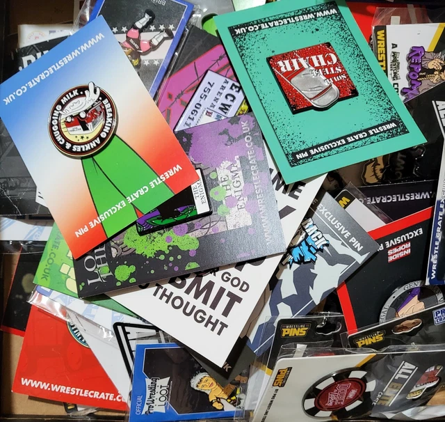WWF WWE AEW WCW Wrestling Pin Badges feat. Wrestlers and Moments from the past