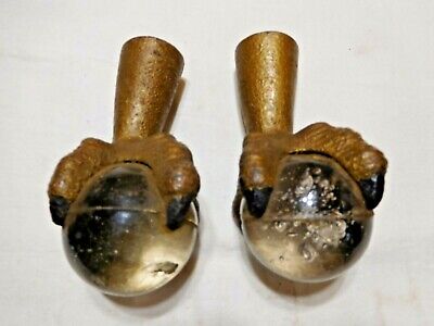 Antique ~ Salvage ~2 Very Large Cast Iron & Glass Claw Ball Feet  2'' Dia. #3507