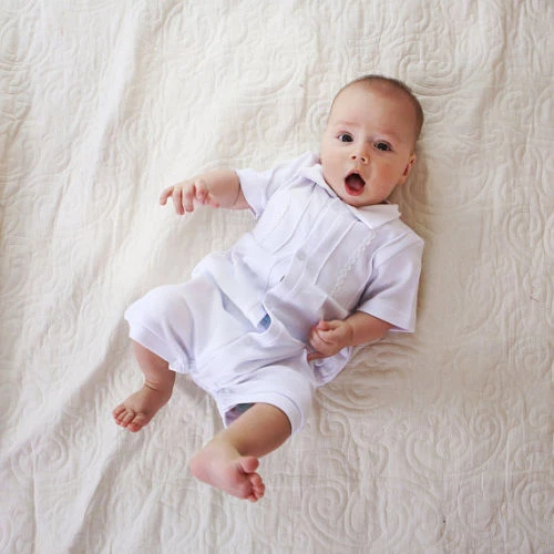 BÉBÉ GARÇON BAPTÊME Tenue Body Blanc Baptism Costume Vêtements - Main Image