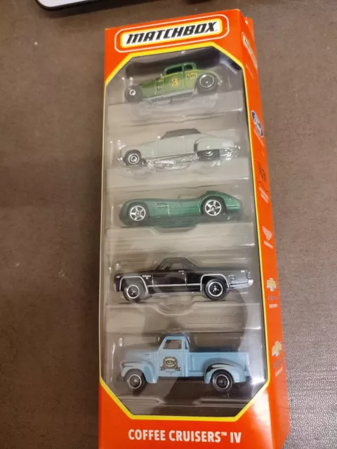 Matchbox, Coffee Cruisers , 5 Pack. New Collectable Toy Model Cars.