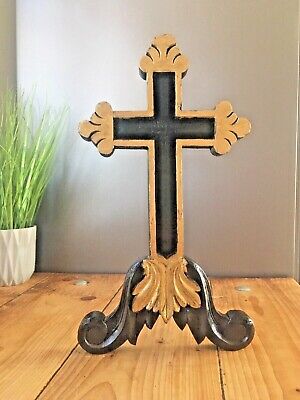 Quality Antique / Vintage Carved Wood Altar Crucifix Church Cross Jesus Ihs Inri