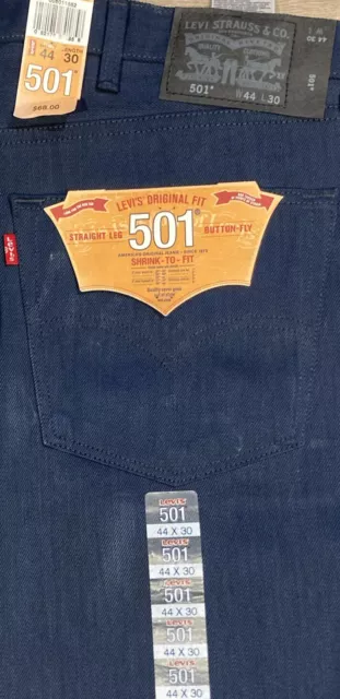 LEVI'S MEN'S 501 Original Shrink to Fit Jeans Blue 44x30 005011662 MSRP ...
