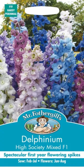 Mr Fothergills Delphinium - high society mixed  F1 25 seeds - Sow by Dec 27
