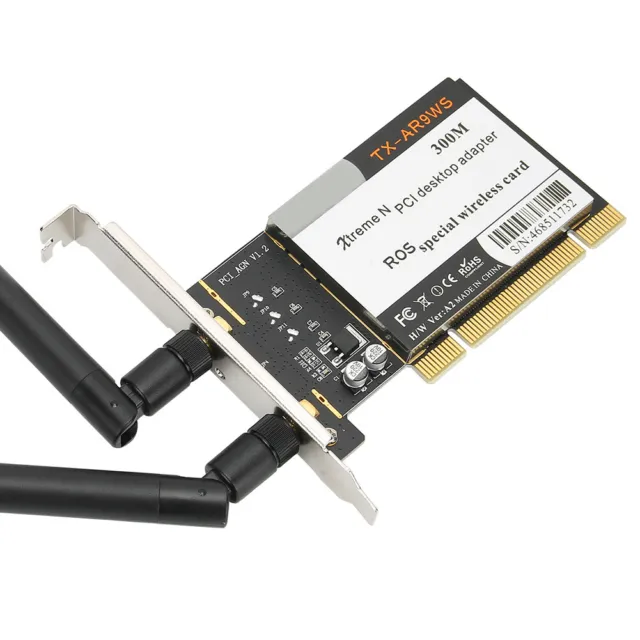 PCI Desktop Adapter 300Mbps 802.11b G N Wireless WiFi Network Card 2 Antenna Kit