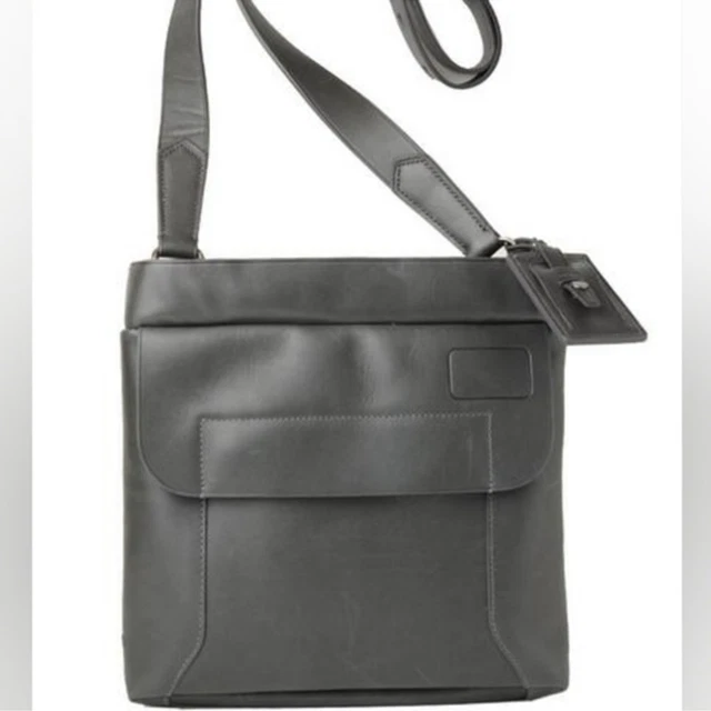 Tumi Women’s Kaden Gray Napa Leather Crossbody Messenger Shoulder Bag Unisex