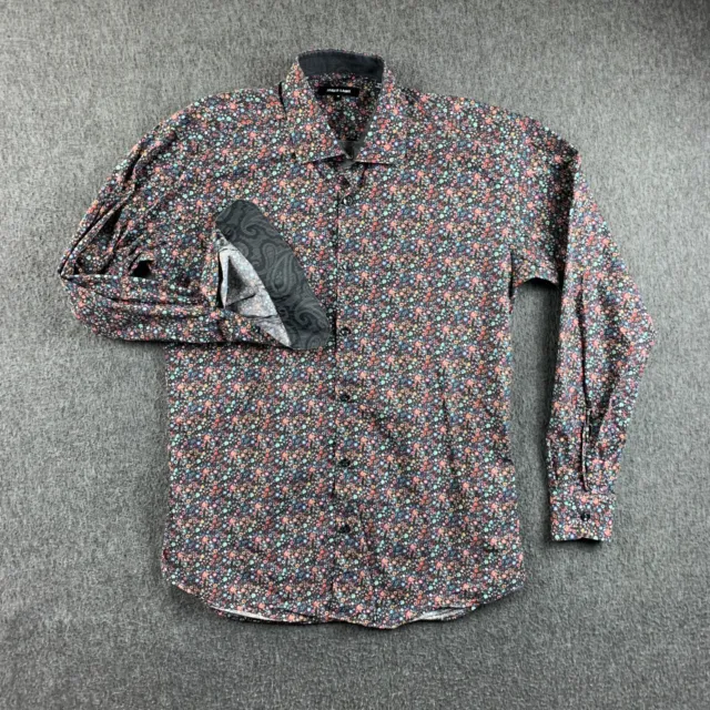 Jared Lang Shirt Mens Medium Floral Button Up Flip Cuff Paisley