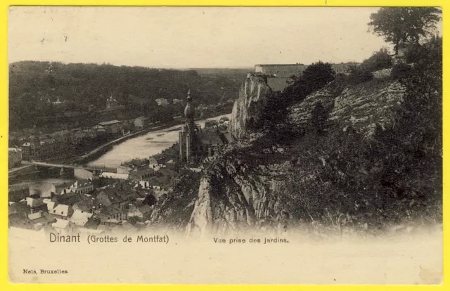 cpa BELGIQUE DINANT (Grottes de MONFAT) Vue prise des JARDINS Dos 1900