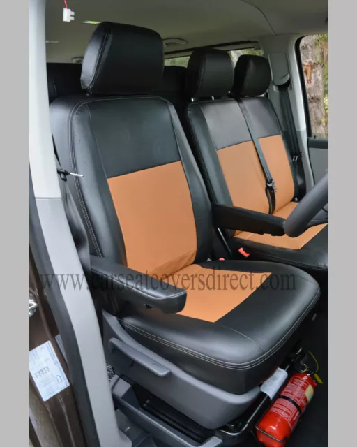 Ford Transit Custom Punched Leather Style Seat Covers - Red - VanPimps