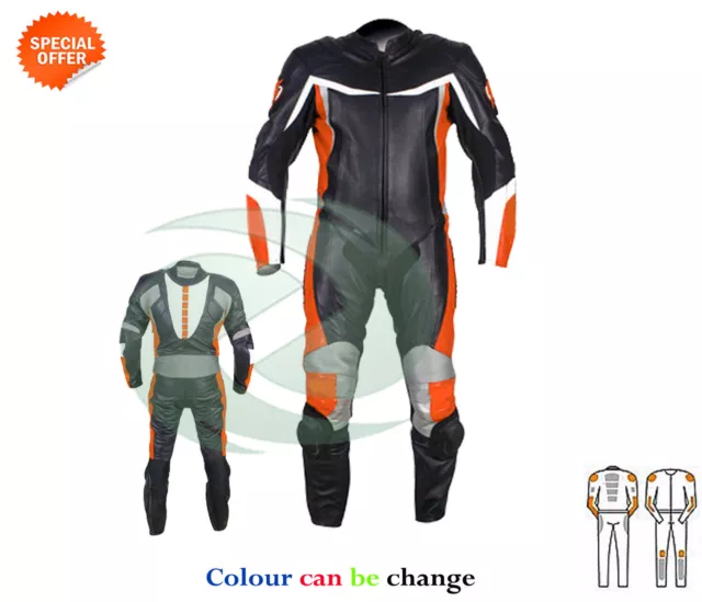 Racing leathers motorbike 1pc suit black motorcycle leather one piece