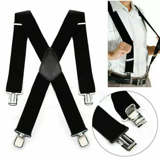 Adjustable Elastic General Pants Cross X-Type Suspender Strap Leather Crosspatch