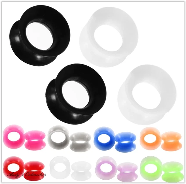Produktbild von Longbeauty Silikon Ohr Tunnel Set - 30 Teile In Schwarz Weiß Blau 6mm-16mm