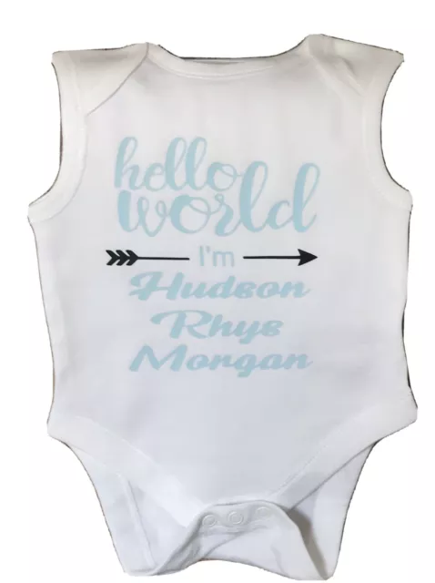 Gilet bébé personnalisé Hello World, combinaison, croissance, tenue neuf bébé fille garçon cadeau