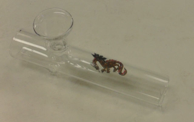 4" Clear Glass Tobacco Smoking Hand Pipe Steamroller Steam Roller 3/4"M B Dragon