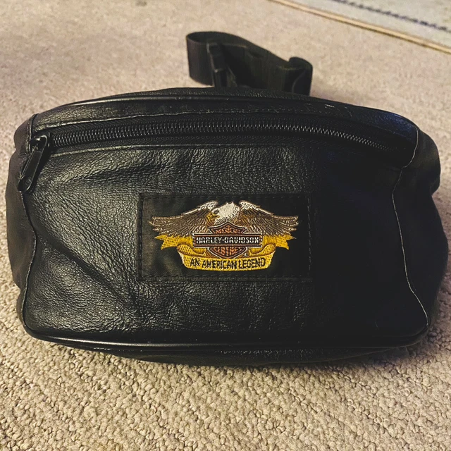 Harley-Davidson® Bar & Shield Belt Bag Fanny-Pack Leather Black Adjustable