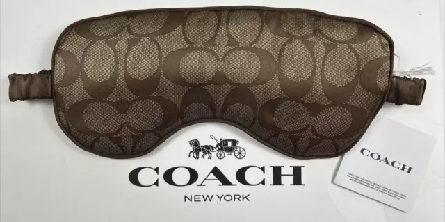 Nuevo con etiquetas $78 Coach Talla Única Unisex Caqui SIG C 100% Máscara de Ojos de Seda