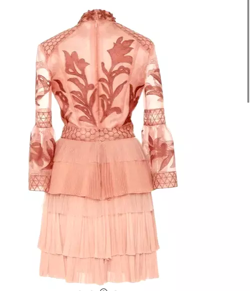 $5,500 J. Mendel Runway Embroidered Organza Silk Pink Cocktail Dress IT 40 US 4 3