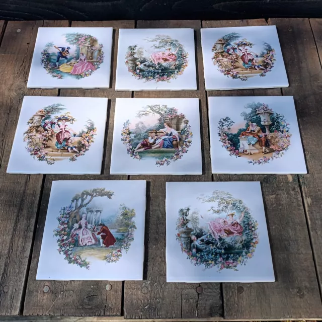 8 X H & R Johnson vintage Classical themed Decorative Tiles FREE P&P
