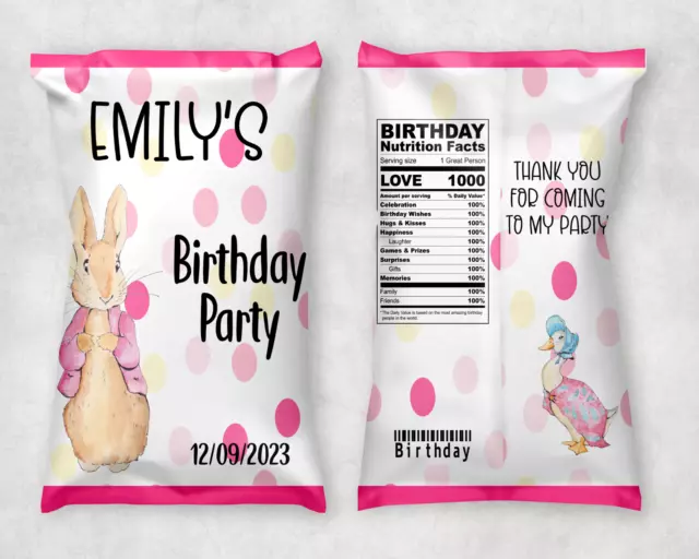 Peter Rabbit Birthday Party Crisp / Sweet Bag, Sweet Packet, Glossy, Party Bag