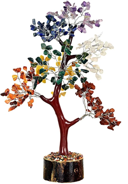 Handmade 7 Chakra Crystal Types Gemstones Tree Gem Tree Healing Reiki 300 Stone