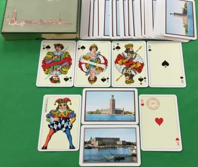 VINTAGE PLAYING CARDS OBERG SWEDEN 1940 2 DECKS PATIENCE 74x50mm