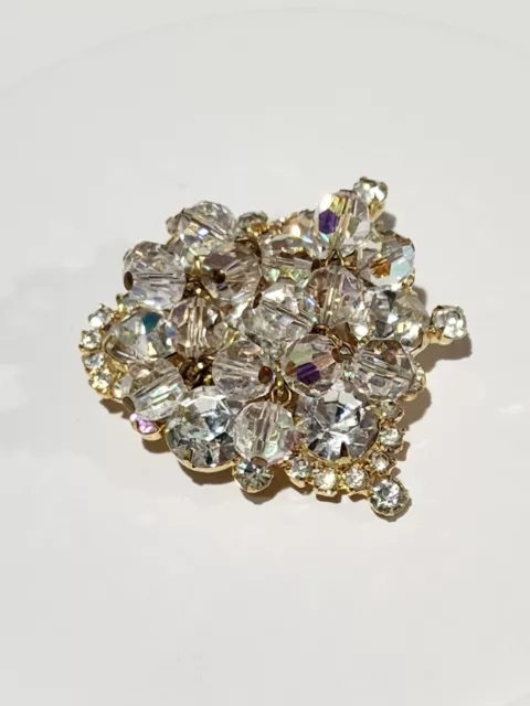 Juliana DE Delizza Elster Cha Cha Rhinestone Crystal Dangle Cluster Large Brooch