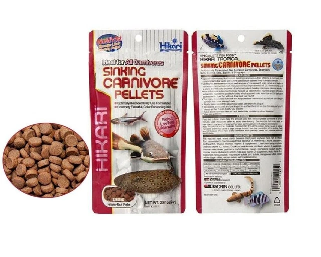 Pellets carnívoros que se hunden Hikari comida para peces 74 g rayas bagre Plecos