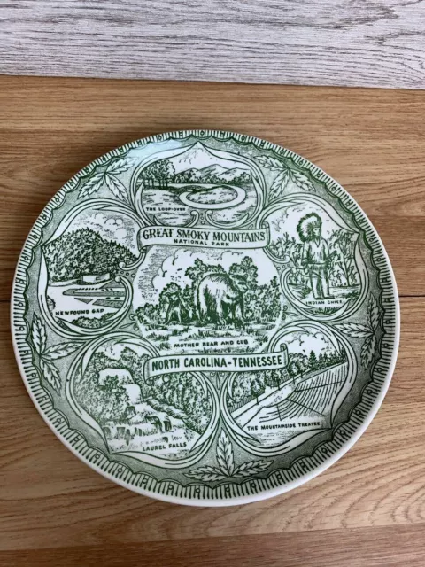 Vintage Scenic Souvenir Plate Great Smoky Mountains Tennessee North Carolina