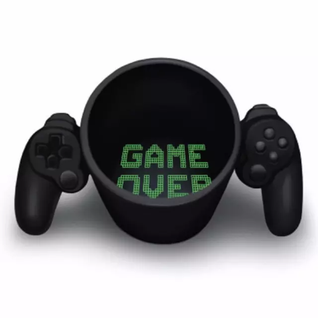 Game Over Ceramic Coffee Tea Mug Controller Shaped Novelty Gift Office Gaming