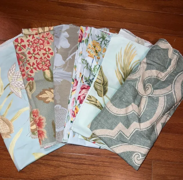 Lot Of 6 Pieces Of Sewing Fabric Great For Pillows 24” Square Fabric Samples