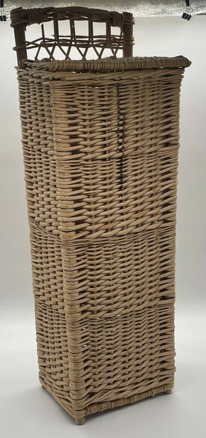 Huche à Pain En Osier Et Rotin – Style Campagne – Vintage – Dimensions : H 83 Cm, L 23 Cm, L 26 Cm