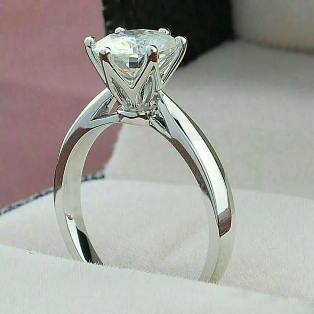 Bague de fiançailles pour femme en diamant simulé taille ronde 2 ct plaquée...