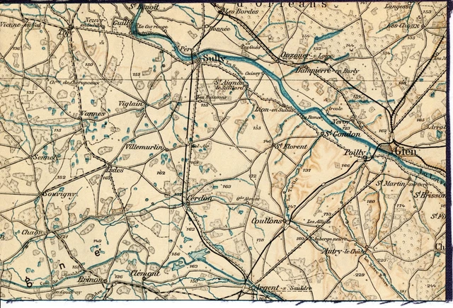45 SULLY GIEN ArgentSauldre 1914 petite carte militaire/lin (partie