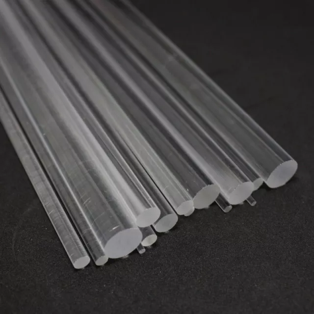 Clear Acrylic Perspex Round Rod Circular Bar Square Rod Bar 100/200/300mm Length 3