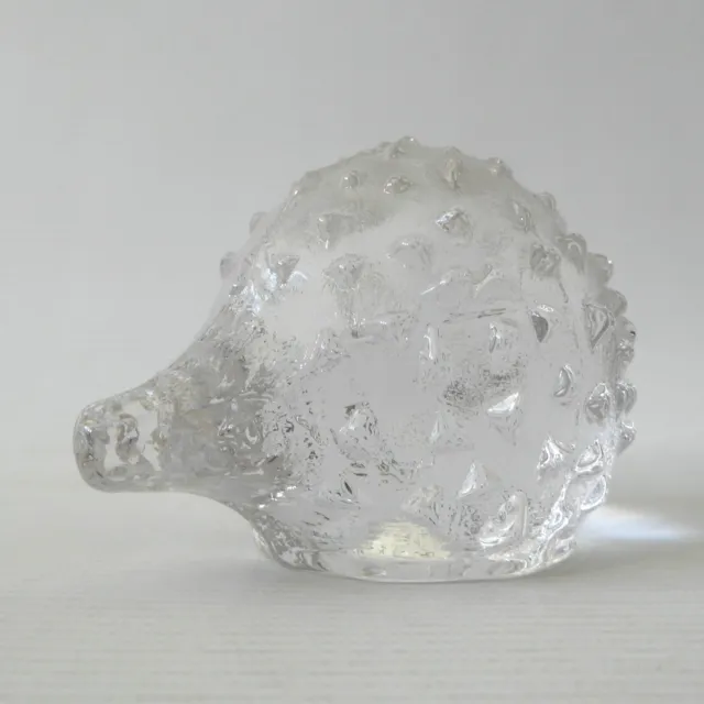 Pukeberg Swedish art glass Hedgehog figurine/paperweight. Scandinavian 1970s