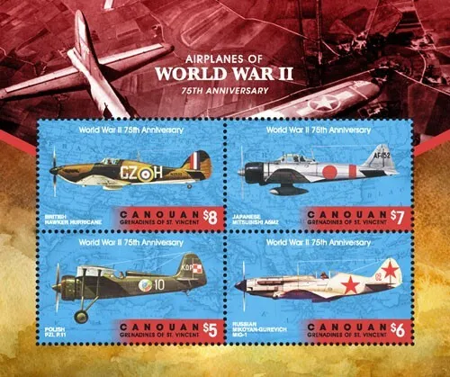 Canouan 2018 - Military Airplanes of World War ll - Sheet of 4 stamps - MNH