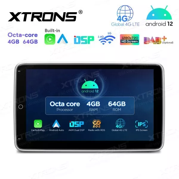 XTRONS TX121L AUTORADIO 2 DIN GPS 10.1" ANDROID 12 WiFi 4G USB CARPLAY DSP SD