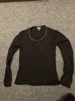 Vintage 90 s Laura Ashley Noir Haut à manches longues Petite Taille S