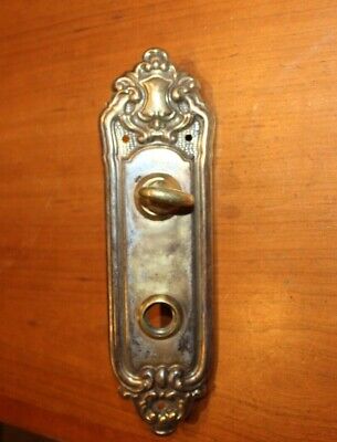 Victorian Antique Ornate Brass Plated Door Knob Escutcheon With Thumb B-35