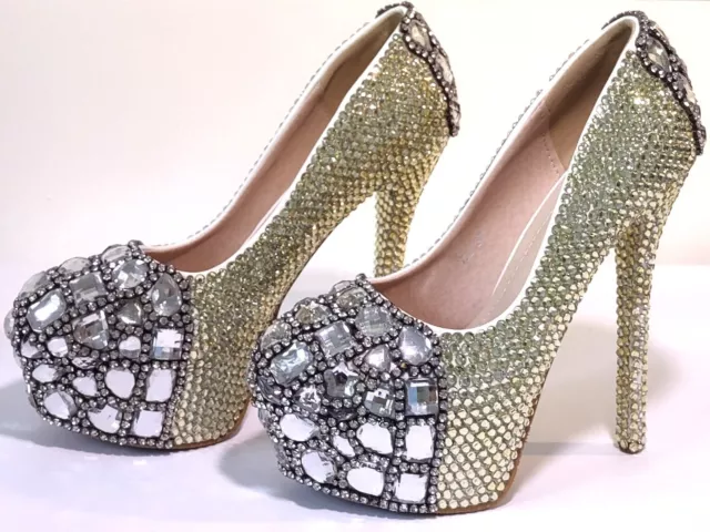 Prom Party Stoppers, Women's, platform, high heel, rhinestone shoes, size 6.5