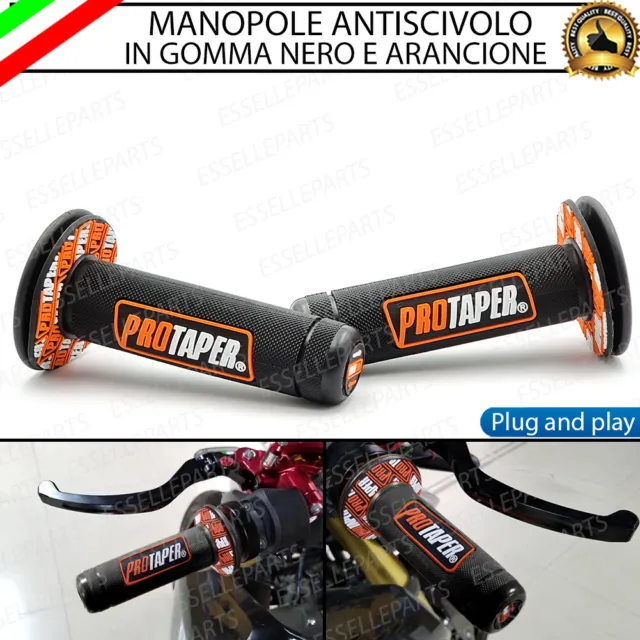 Manopole Manubrio Moto Cross Nero Arancione Per Aprilia Rx 50 2004 Entry-Mini