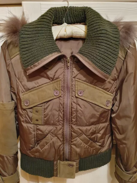 AnnaRita N Piumino Giubbotto Donna giacca bomber verde militare verdone pellicci