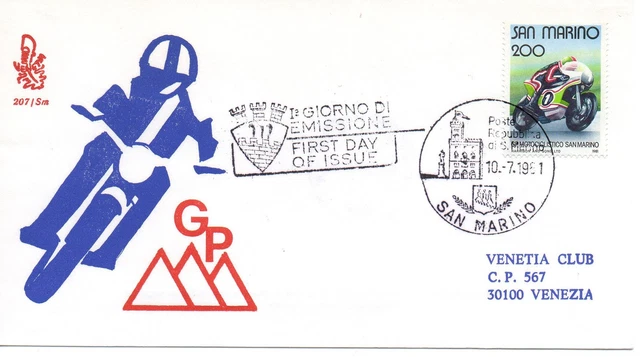 SAN MARINO 1981 FDC Club Gran Premio Motociclistico EUR 1,00