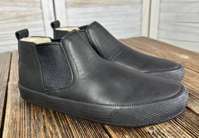 New! Old Soles Boy's Little Kid sz 32 US 1 Slip-On Mid Leather Shoes - Black 2