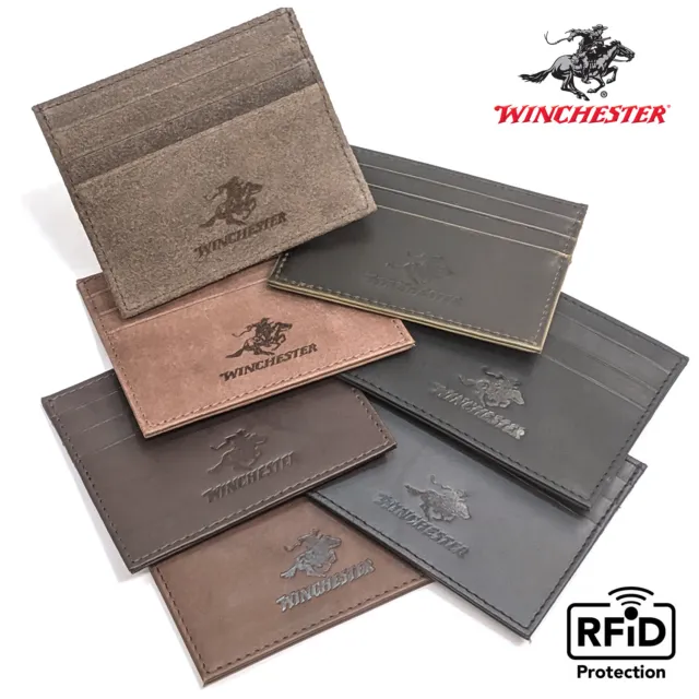 Winchester Credit Card Holder Front Pocket RFID Wallet Slim Thin Genuine Leather 8
